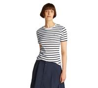 Tommy Hilfiger Damen T-Shirt Kurzarm Slim Cody Rundhalsausschnitt, Mehrfarbig (Breton Dark Night Navy STP), M