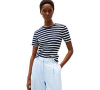 Tommy Hilfiger Damen T-Shirt Slim Cody Rundhals Breton Stripe Kurzarm Dark Night/Ecru XS