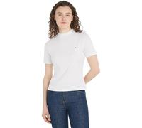 Tommy Hilfiger Damen T-Shirt Kurzarm Slim Cody Rundhalsausschnitt, Weiß (Ecru), L
