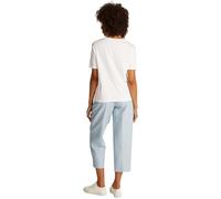 Tommy Hilfiger Damen T-Shirt Kurzarm Stripe Gold mit Knöpfen, Weiß (Ecru), M