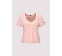 Kurzarmshirt TOMMY HILFIGER "CO LINEN SCOOP NK SS TEE", Damen, Gr. S (36/38), soft rose, Single Jersey, Obermaterial: 50% Baumwolle, 50% Leinen, unifarben, figurbetont normal, U-Boot-Ausschnitt, Shirt