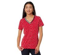 Tommy Hilfiger Damen-T-Shirt mit V-Ausschnitt, Scarlet Multi, Klein