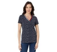 Tommy Hilfiger Damen-T-Shirt mit V-Ausschnitt, Sky Captain/Bright White, Klein