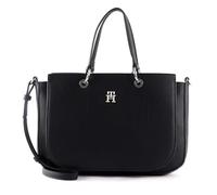 Tommy Hilfiger Damen Tasche TH Emblem Satchel mit Reißverschluss, Schwarz (Black), Einheitsgröße