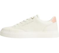 Plateausneaker TOMMY HILFIGER "TH CHIC SNEAKER", Damen, Gr. 40, weiß, rose, Leder, Schuhe Plateausneaker, Freizeitschuh, Halbschuh, Schnürschuh mit Ziernähten (93361135-40) weiß, rose