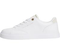 Plateausneaker TOMMY HILFIGER "TH FEMININE CUPSOLE MONOGRAM", Damen, Gr. 36, weiß (creme), Leder, Lederimitat, Veloursleder, Schuhe Plateausneaker, Freizeitschuh, Halbschuh, Schnürer, Logoprägung an d