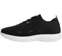 Keilsneaker TOMMY HILFIGER "TH KNIT RUNNER", Damen, Gr. 42, schwarz-weiß (schwarz), Textil, Schuhe, Freizeitschuh, Halbschuh, Schnürschuh mit Logoflaggen-Element (30931015-42) schwarz