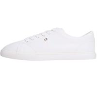 Plateausneaker TOMMY HILFIGER "TH LOW PROFILE VULC CANVAS", Herren, Gr. 42, weiß, Baumwolle, unifarben, Basic, Schuhe Plateausneaker, Halbschuh, Schnürer, Freizeitschuh mit gepolstertem Schaftrand (66