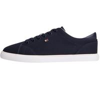 Plateausneaker TOMMY HILFIGER "TH LOW PROFILE VULC CANVAS", Damen, Gr. 40, dunkelblau, Baumwolle, unifarben, Basic, Schuhe Plateausneaker, Halbschuh, Schnürer, Freizeitschuh mit gepolstertem Schaftran