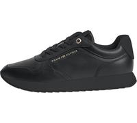 Keilsneaker TOMMY HILFIGER "TH RETRO RUNNER", Damen, Gr. 38, schwarz, Leder, Schuhe, Freizeitschuh, Halbschuh, Schnürschuh mit dezenten Ziernähten (41211132-38) schwarz