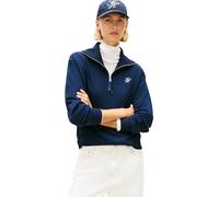 Sweatshirt TOMMY HILFIGER "TH SCRIPT HALF ZIP TERRY SWTSHRT", Damen, Gr. L (40), schwarz night navy, Sweatware, Obermaterial: 83% Baumwolle, 13% Polyester, 4% Elasthan, unifarben, regular fit, Rippbün