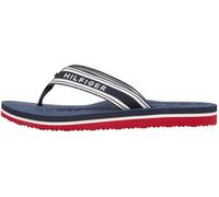 Zehentrenner TOMMY HILFIGER "TH WEBBING SUMMER SANDAL", Damen, Gr. 38, dunkelblau, weiß, rot, Textil, unifarben mit Farbeinsätzen, Basic, Schuhe Zehentrenner, Sommerschuh, Strandschuh, Dianette mit St