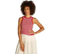 Tommy Hilfiger Damen Top Slim Rib Tank Top mit Stretch, Mehrfarbig (Primary Red/Ecru STP), XXL