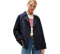 Tommy Hilfiger Damen Trenchcoat Cotton Short Kurz, Blau (Desert Sky), 46