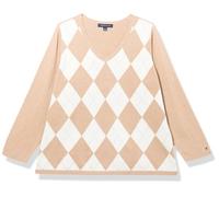 Tommy Hilfiger Damen V-Neck Sweater Pullover, Fawn Heather Multi, 3X