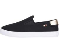 Tommy Hilfiger Damen Vulcanized Sneaker Canvas Slip-On zum Reinschlüpfen, Schwarz (Black), 36