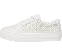 Tommy Hilfiger Damen Vulcanized Sneaker Monogram aus Leder, Elfenbein (Ivory Petal), 36