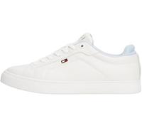 Plateausneaker TOMMY HILFIGER "SPORTY SNEAKER", Damen, Gr. 40, blau (ecru, hellblau), Nappaleder, sportlich, Schuhe, Freizeitschuh, Halbschuh, Schnürschuh mit Logoflaggen-Emblem (59096424-40) ecru, he