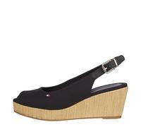 Tommy Hilfiger Damen Wedge Espadrilles Iconic Elba Sling Back Wedge Keilabsatz, Schwarz (Black), 40