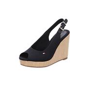 Tommy Hilfiger Damen Wedge Espadrilles Iconic Elena Sling Back Wedge Keilabsatz, Schwarz (Black), 37 EU