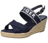Tommy Hilfiger Damen Wedge Espadrilles Seasonal Webbing Mid Wedge Keilabsatz, Blau (Space Blue), 41 EU