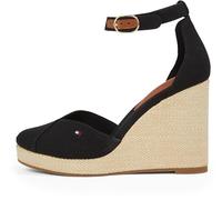 Tommy Hilfiger Damen Wedge Sandalen Flag Closed Toe mit Knöchelriemen, Schwarz (Black), 37