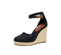 Tommy Hilfiger Damen Wedge Sandalen Flag Closed Toe mit Knöchelriemen, Schwarz (Black), 40