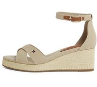 Tommy Hilfiger Damen Wedge Espadrilles Flag Criss-Cros Mid mit Knöchelriemen, Beige (Horseradish), 39