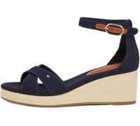 Tommy Hilfiger Damen Wedge Sandalen Flag Criss-Cros Mid mit Knöchelriemen, Blau (Space Blue), 40