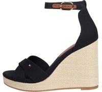 Tommy Hilfiger Damen Wedge Sandalen Flag High Crisscross mit Knöchelriemen, Schwarz (Black), 40