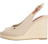 Tommy Hilfiger Damen Wedge Sandalen Flag High Slingback mit Knöchelriemen, Beige (Horseradish), 38