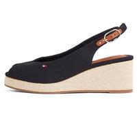 Tommy Hilfiger Damen Wedge Espadrilles Flag Mid Slingback Verstellbarer Riemen, Schwarz (Black), 39