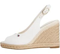 High-Heel-Sandalette TOMMY HILFIGER "FLAG HIGH WEDGE ESPAD SLINGBACK", Damen, Gr. 40, ecru, Leder, Textil, Schuhe, Keilsandalette, Sommerschuh, verstellbarer Schnalle in schmaler Form (73505045-40) ec