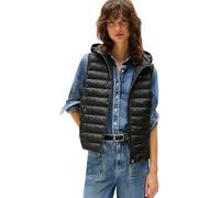 Tommy Hilfiger Damen Weste Padded Global Stripe Vest mit Kapuze, Schwarz (Black), M