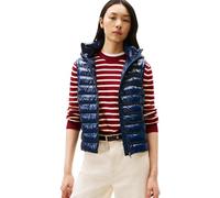 Steppweste TOMMY HILFIGER "LW PADDED SLIM VEST", Damen, Gr. XL (42), blau (schwarz night navy), Steppware, Obermaterial: 100% Nylon, unifarben, casual, slim fit hüftlang, Westen, leicht glänzende Ober