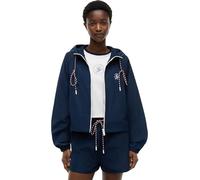 Windbreaker TOMMY HILFIGER "NYLON WINDBREAKER CO-ORD", Damen, Gr. XL (46), schwarz night navy, Web, Obermaterial: 100% Polyester, unifarben, regular fit hüftlang, Rundhals, eingesetzt elastischer Bund