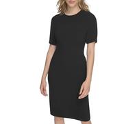 Tommy Hilfiger Damen Women's Scuba Crepe Structured Short Puff Sleeve Kleid, Schwarz, 34