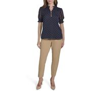 Tommy Hilfiger Damenbluse mit Puffärmeln, Midnight/Tobacco Brown, X-Klein