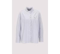 Langarmbluse TOMMY HILFIGER "OXFORD RUFFLES RELAXED LS SHIRT", Damen, Gr. 36, blau (classic ithaca stp mid blau), Web, Obermaterial: 100% Baumwolle, gestreift, relaxed fit normal, Blusen, Baumwolle, r