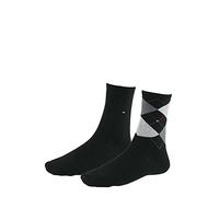 TOMMY HILFIGER Damensocken Doppelpack Uni/Raute schwarz