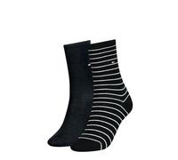 TOMMY HILFIGER Damensocken Doppelpack Uni/Ringel schwarz Größe 35-38