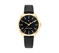 Quarzuhr TOMMY HILFIGER "CHLOE", schwarz, goldfarben, Armbanduhren, Damen, Quarzuhr, Armbanduhr, Damenuhr, Lederarmband, analog (43766123-0) schwarz, goldfarben