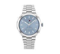 Quarzuhr TOMMY HILFIGER "Georgia", edelstahlfarben, graublau, Armbanduhren, Damen, Quarzuhr, Armbanduhr, Damenuhr, Edelstahlarmband, analog (20085242-0) edelstahlfarben, graublau