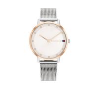 Tommy Hilfiger Analog Quarzuhr für Damen mit Silbernes Edelstahl-Mesh-Gliederarmband - 1782666