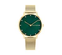 Tommy Hilfiger Analog Quarzuhr für Damen mit Gelbgoldfarbenes Edelstahl-Mesh-Gliederarmband - 1782668