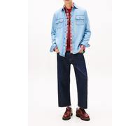 Jeanshemd TOMMY JEANS "TJM DENIM RELAXED FIT", Herren, Gr. XXL, N-Gr, denim medium, Denim/Jeans, Obermaterial: 100% Baumwolle, relaxed fit, Manschette, Hemden Jeanshemd (67528114-XXL) denim medium