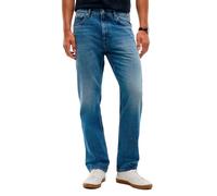 Gerade Jeans TOMMY HILFIGER "DOVER REGULAR STRAIGHT", Herren, Gr. 36, Länge 34, brian blau, Denim/Jeans, Obermaterial: 100% Baumwolle, regular fit lang, Jeans, im 5-Pocket-Style, mit Used-Effekten (67