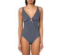 Tommy Hilfiger Einteiliger Damen-Badeanzug mit V-Ausschnitt und Schlüssellochausschnitt, Sky Captain Multi, S