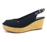 TOMMY HILFIGER Iconic Elba Sling Back Wedge FW0FW04788 Black BDS Schwarz 40