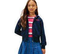 Tommy Hilfiger EMB High Rib Hem Zip Thru Kg0kg08988 Kapuzen-Sweatshirt mit Reißverschluss, Dunkelblau, 4 Jahre, Mädchen, Dunkelblau, 4 Jahre